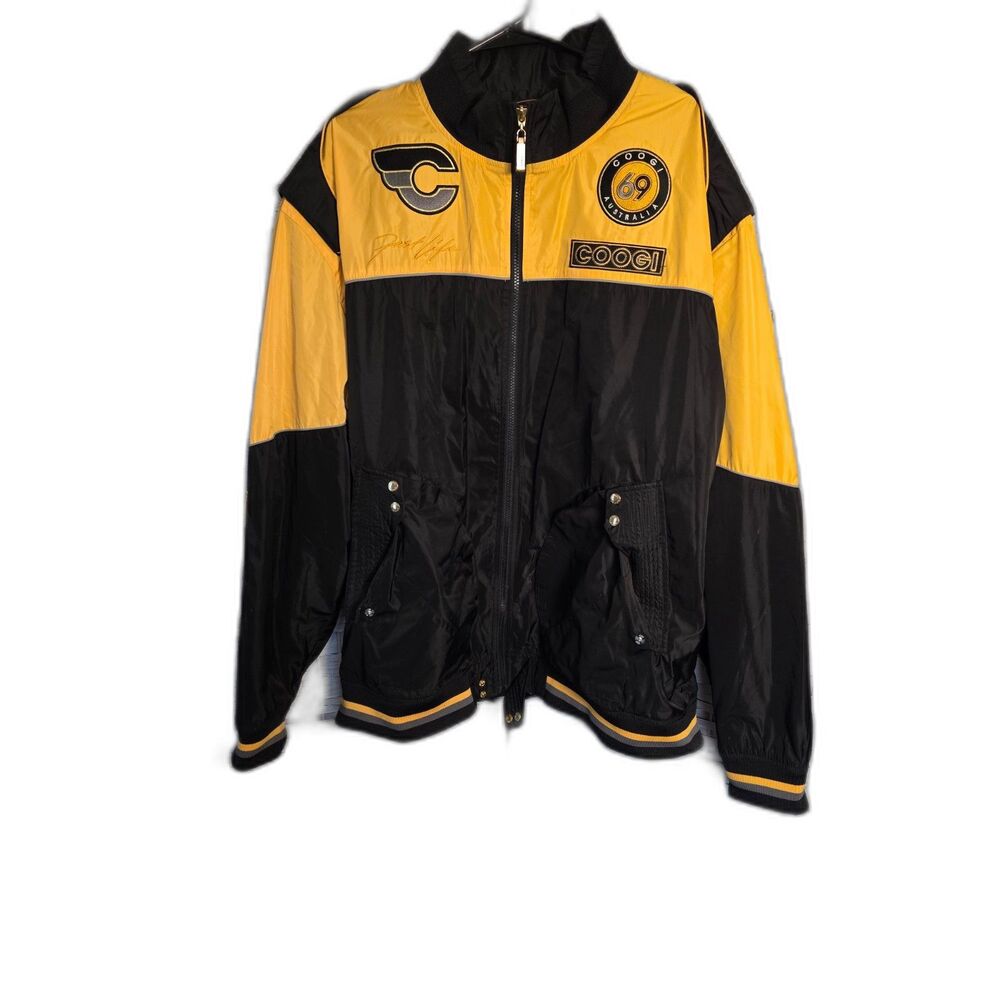 Vintage COOGI Australia Colorblock Track Jacket Black Yellow 69 Size 4XL